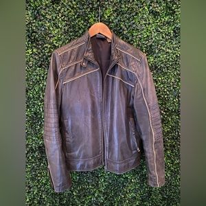 Men’s black leather small jacket from Nordstroms